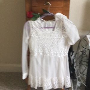 White laced, partially lined top